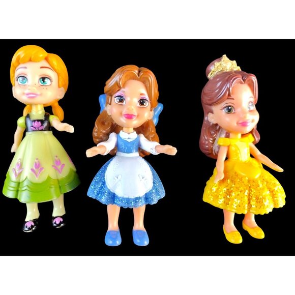 Disney Princess Dolls 2 Belle Beauty and Beast Anna Frozen Miniature Kid Toys - Picture 1 of 12